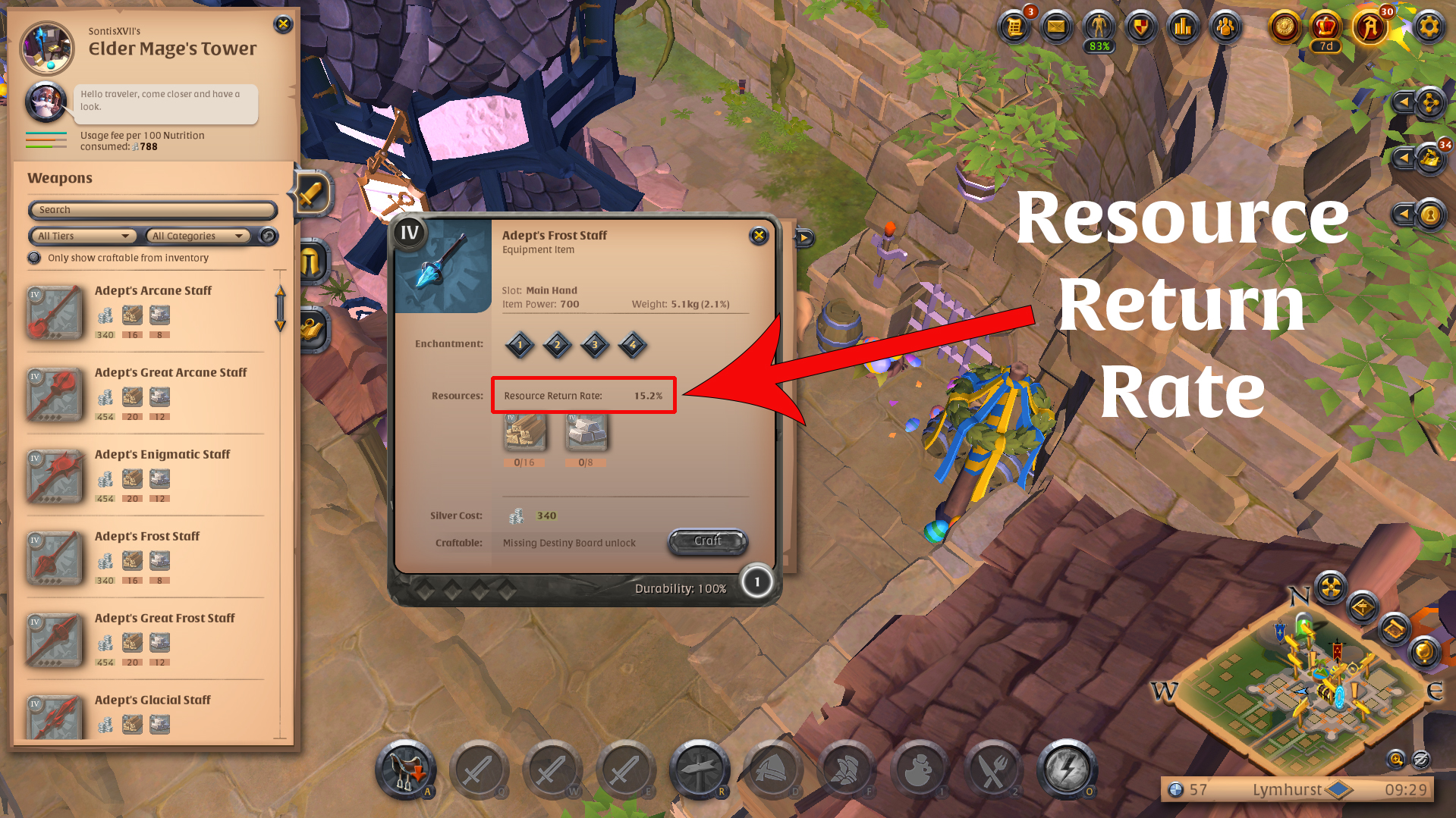 Resource Return Rate (tasa de retorno de recursos) — Crafting (1 de 4)